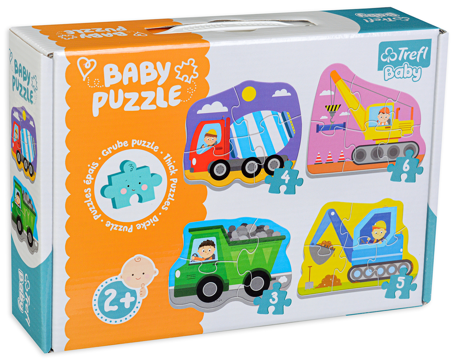 Бебешки пъзел Trefl 4 в 1 - Автомобили на строителна площадка