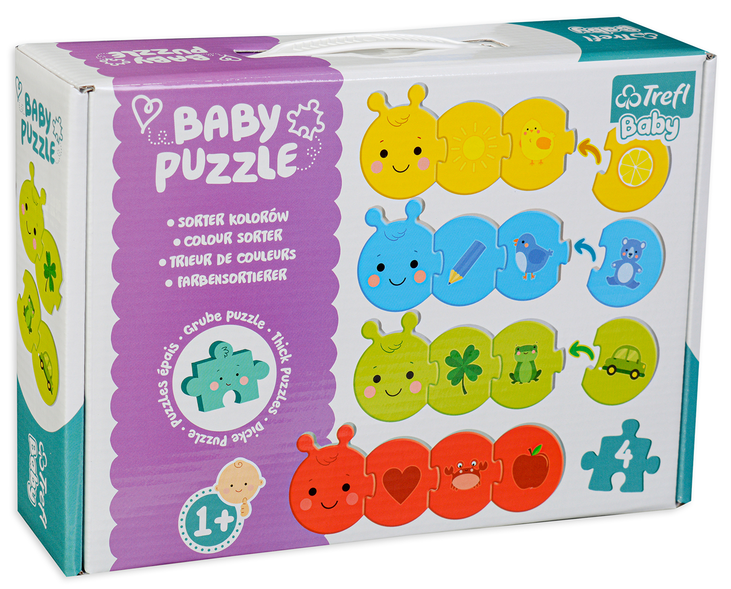 Бебешки пъзел Trefl 4 в 1 - Сладки гъсенички