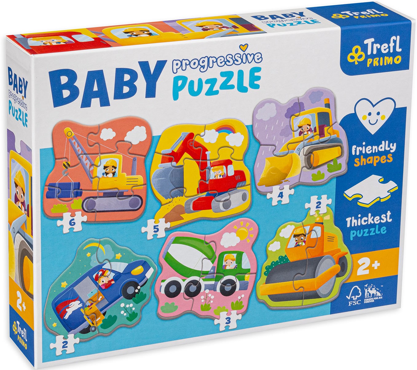 Бебешки пъзел Trefl 6 в 1 - На строителната площадка