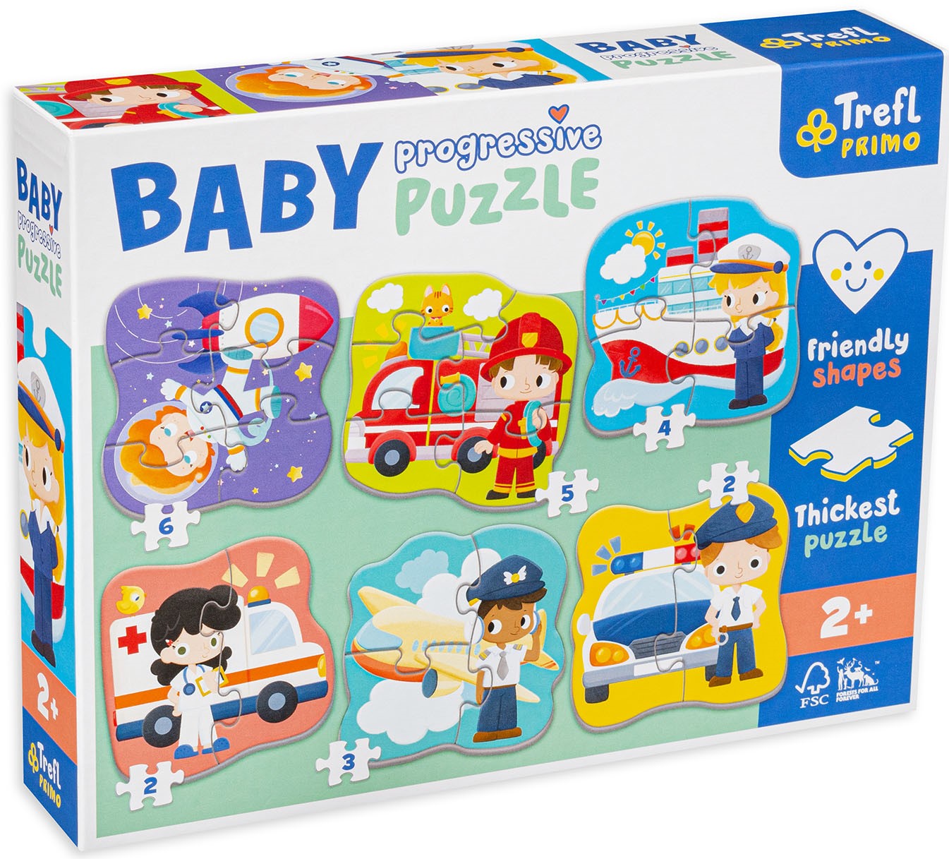 Бебешки пъзел Trefl 6 в 1 - Професии и превозни средства