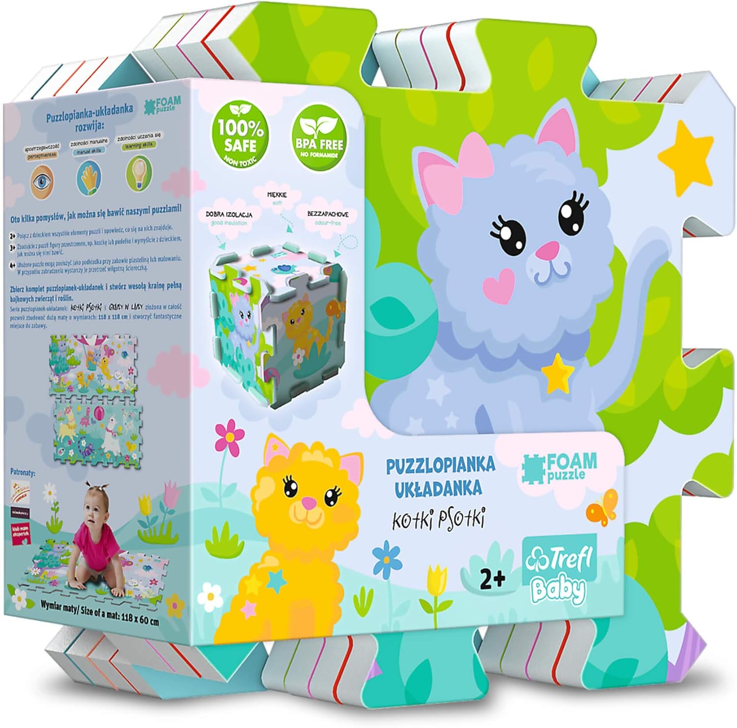 Бебешки пъзел за под Trefl от 8 части - Котенца