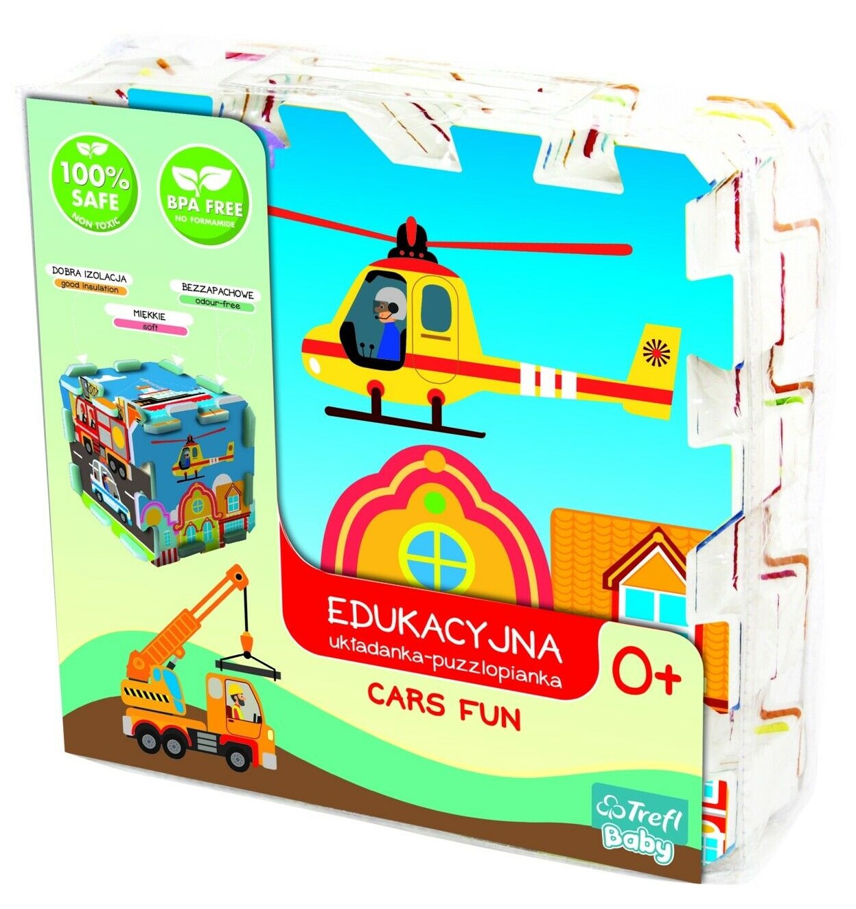 Бебешки пъзел за под Trefl от 8 части - Забавление с коли