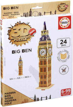 3D дървен мини пъзел Educa от 24 части - Биг Бен