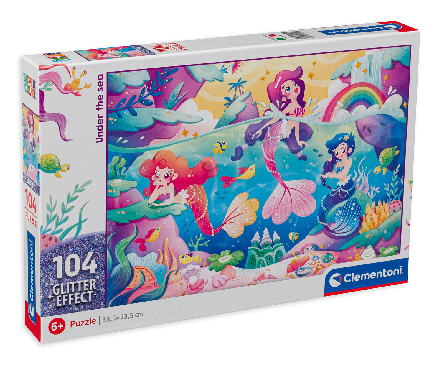 Блестящ пъзел Clementoni от 104 части - Русалки, Морско дъно