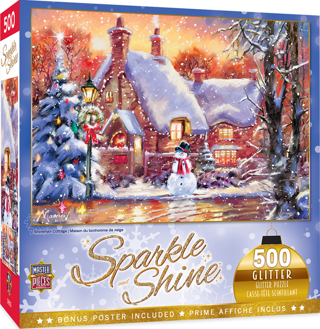 Блестящ пъзел Master Pieces от 500 части - Зимна вила