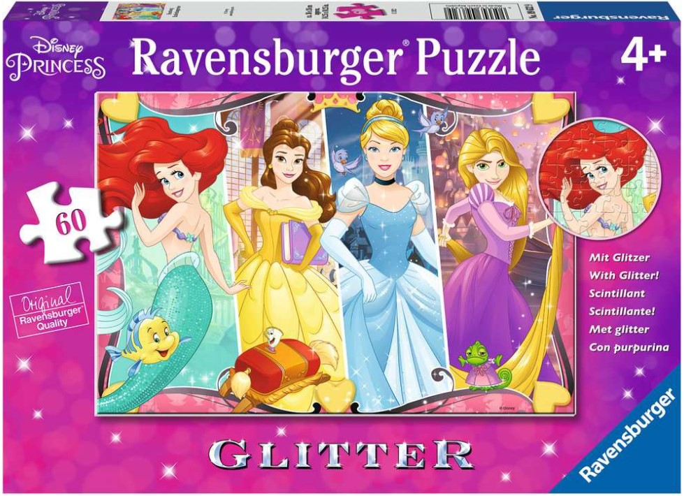 Блестящ пъзел Ravensburger от 60 части - Красивата песен на Дисни принцесите