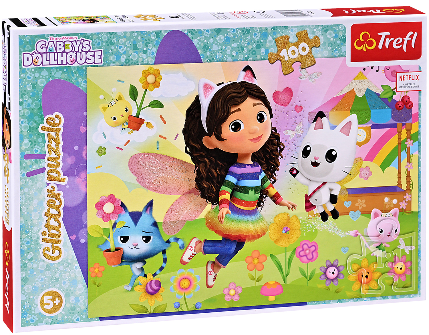 Блестящ пъзел Trefl от 100 части - Къщичката за кукли на Габи