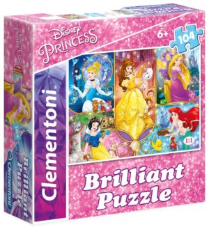 Брилянтен пъзел Clementoni от 104 части - Принцесите на Дисни