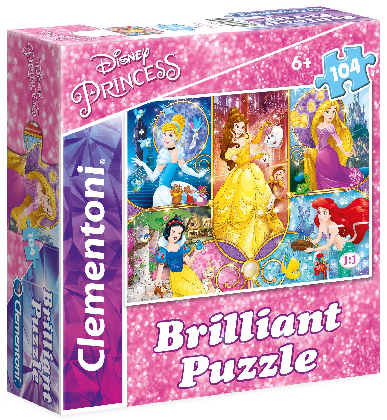 Брилянтен пъзел Clementoni от 104 части - Принцесите на Дисни