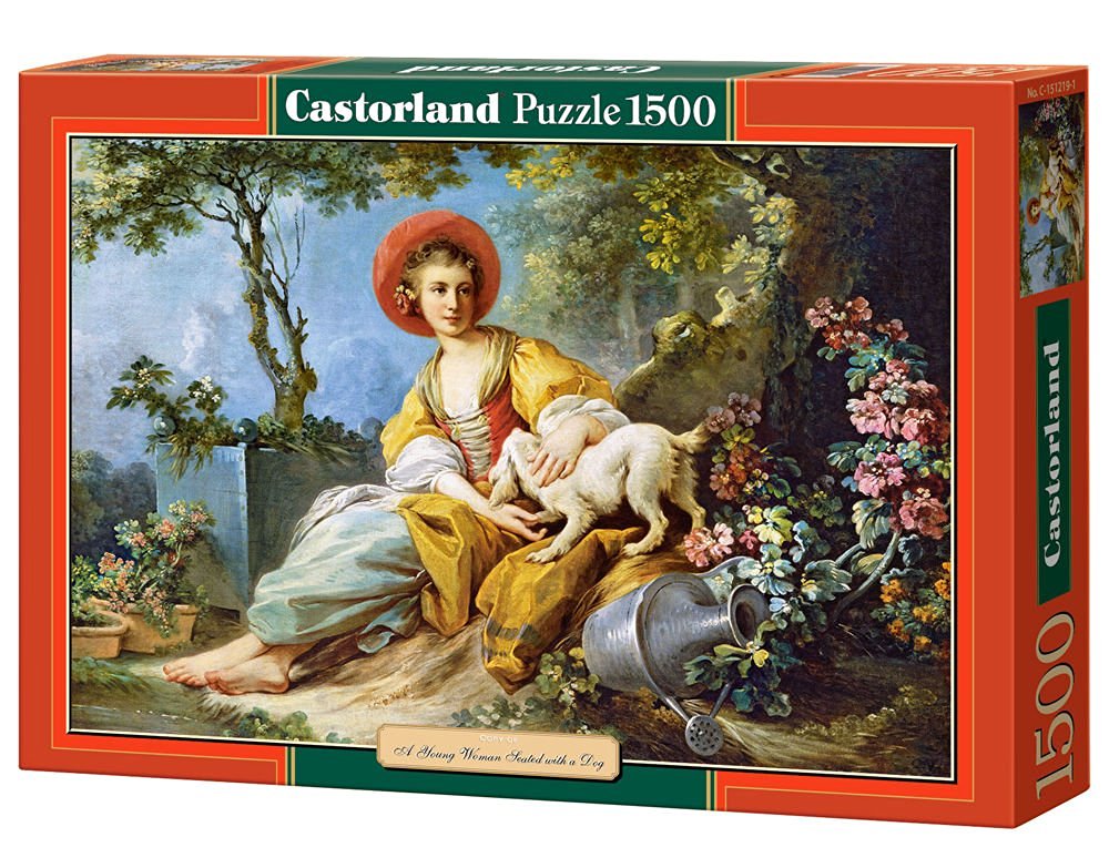 Пъзел Castorland от 1500 части - Млада жена с куче