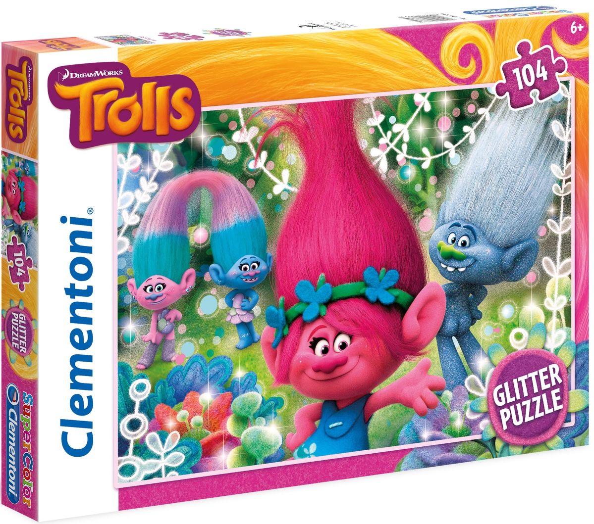 Блестящ пъзел Clementoni от 104 части - Тролчетата