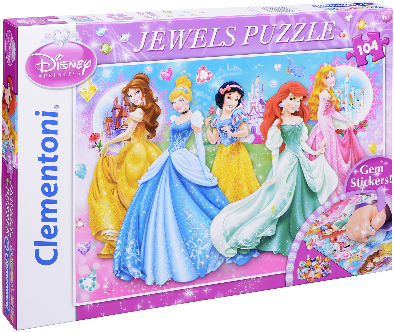 Пъзел Clementoni от 104 части с камъчета - Принцеси