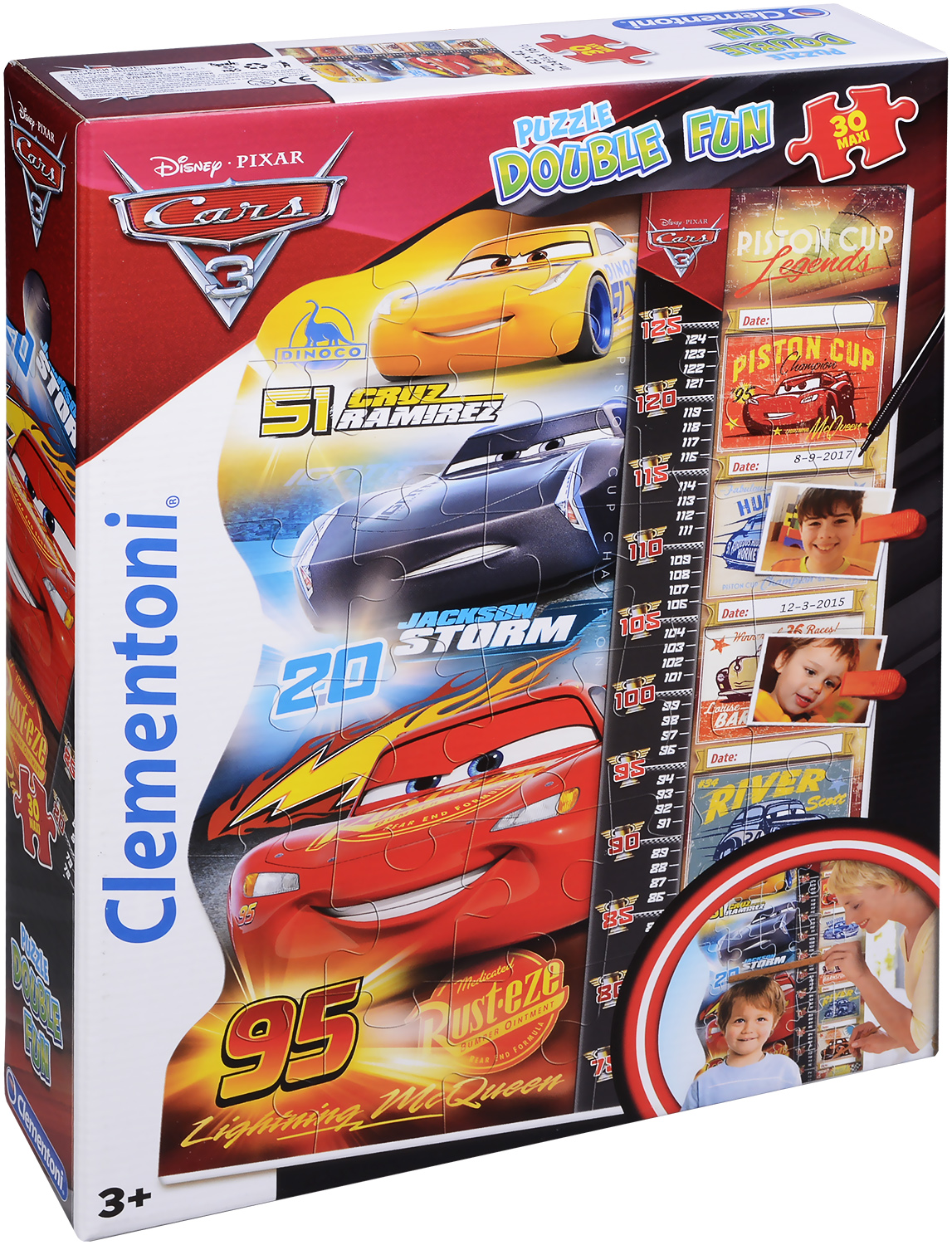Пъзел за стена Clementoni от 30 макси части - Колите 3, двойно забавление