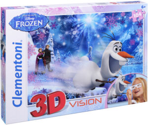 Пъзел Clementoni от 104 части с 3D ефект - Замръзналото кралство, с 3D очила