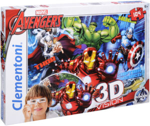 Пъзел Clementoni от 104 части с 3D ефект - Отмъстителите, с 3D очила