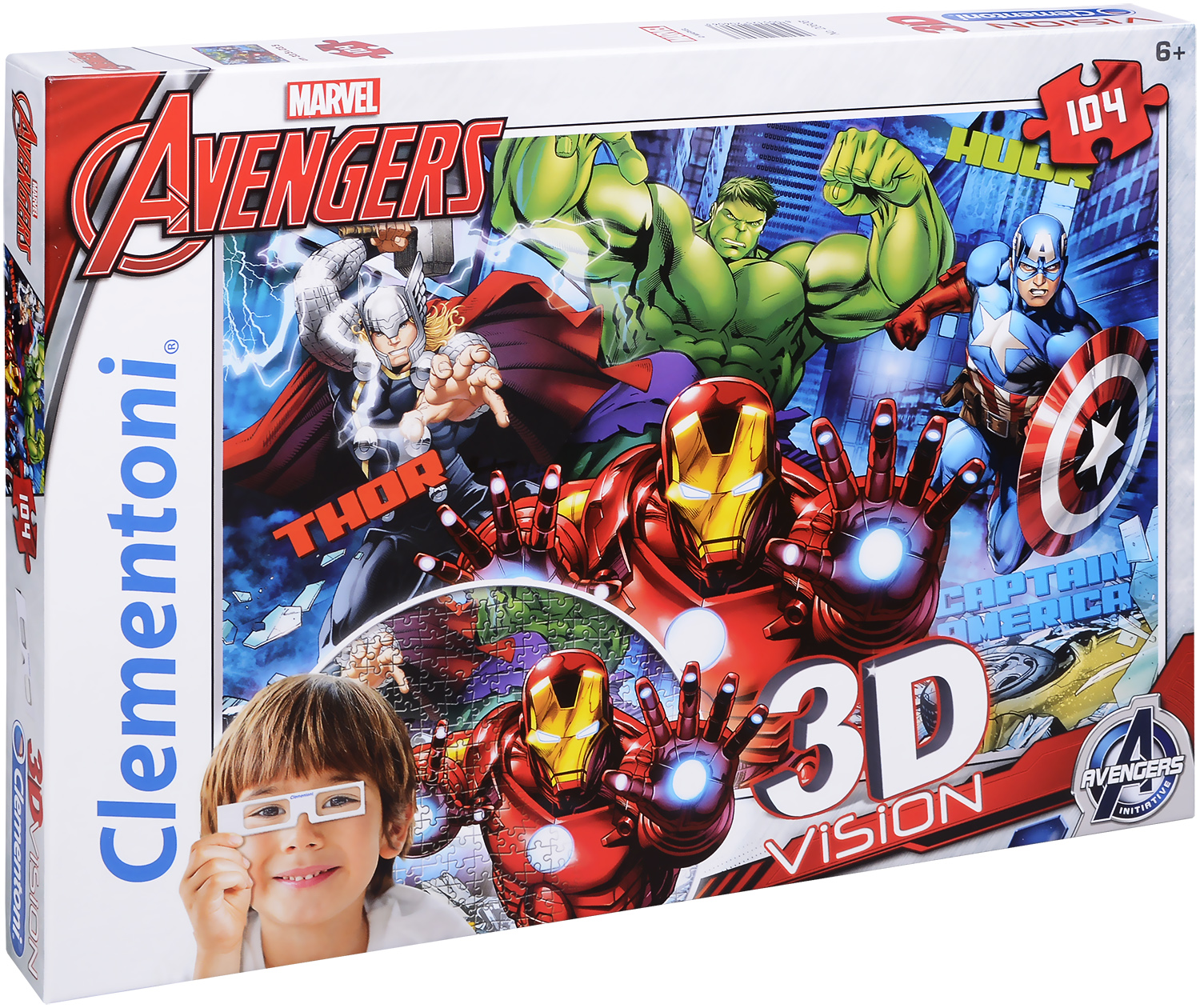 Пъзел Clementoni от 104 части с 3D ефект - Отмъстителите, с 3D очила