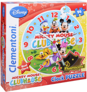 Светещ пъзел-часовник Clementoni от 96 части - Часовникът на Мики, с механизъм