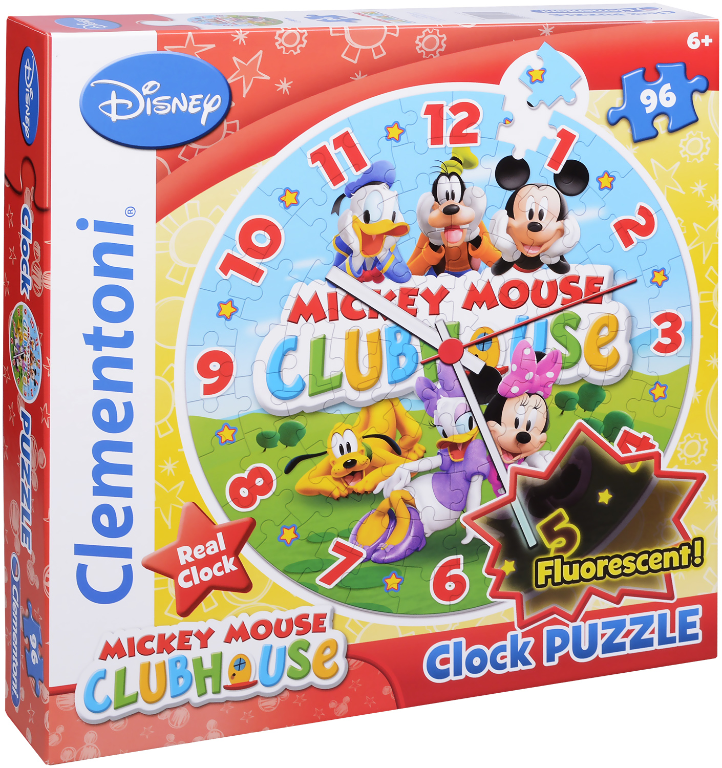 Светещ пъзел-часовник Clementoni от 96 части - Часовникът на Мики, с механизъм