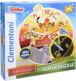 Светещ пъзел-часовник Clementoni от 96 части - Цар Лъв, с механизъм