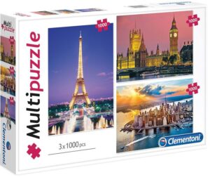 Пъзел Clementoni от 3 x 1000 части - Известни градове