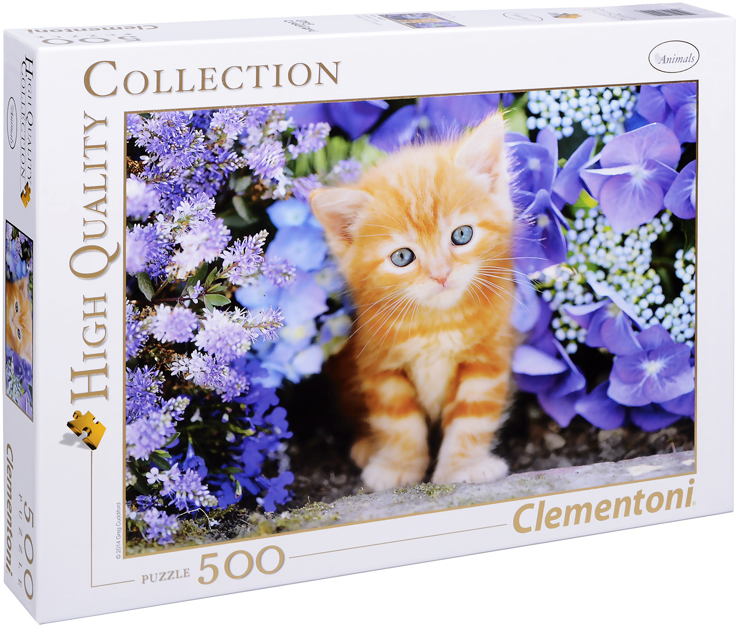 Пъзел Clementoni от 500 части - Коте с цветя, Грег Кудифорд