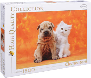 Пъзел Clementoni от 1500 части - Коте и куче Шар пей