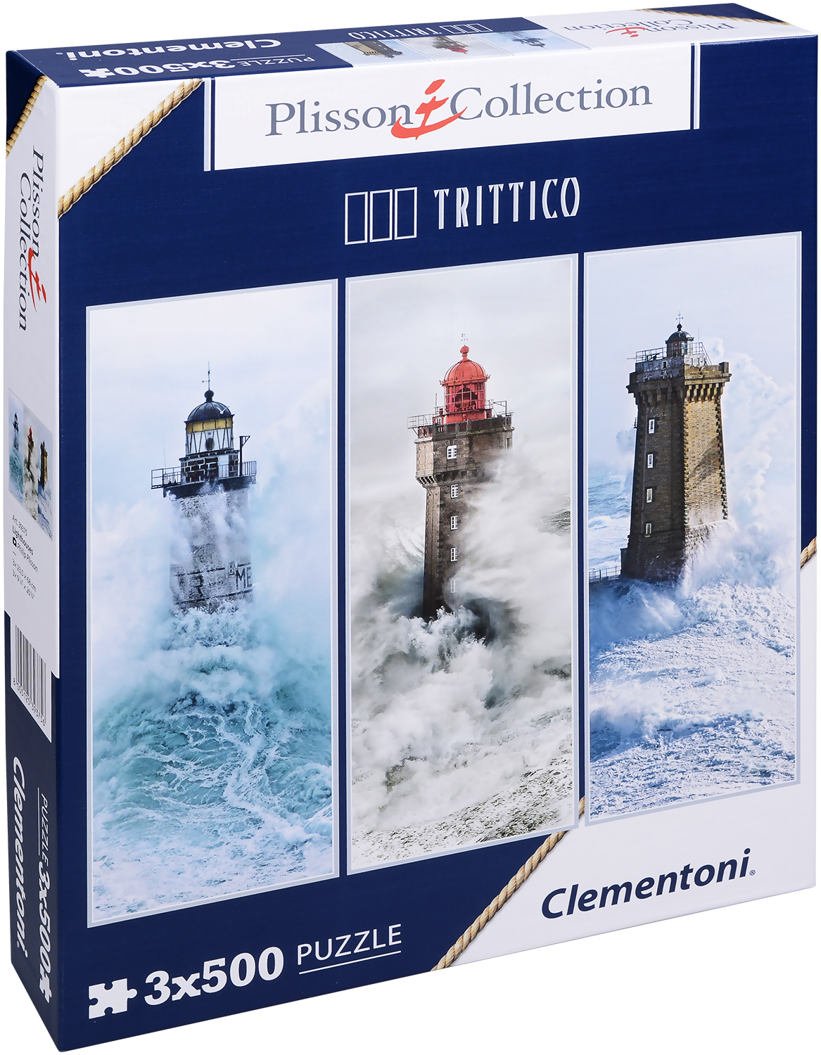 Пъзел Clementoni от 3 x 500 части - Фарове, Филип Плисън