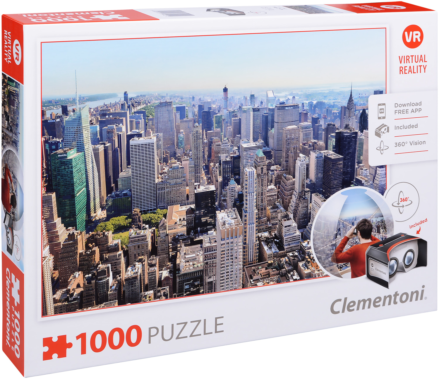 Пъзел Clementoni от 1000 части с VR очила - Ню Йорк