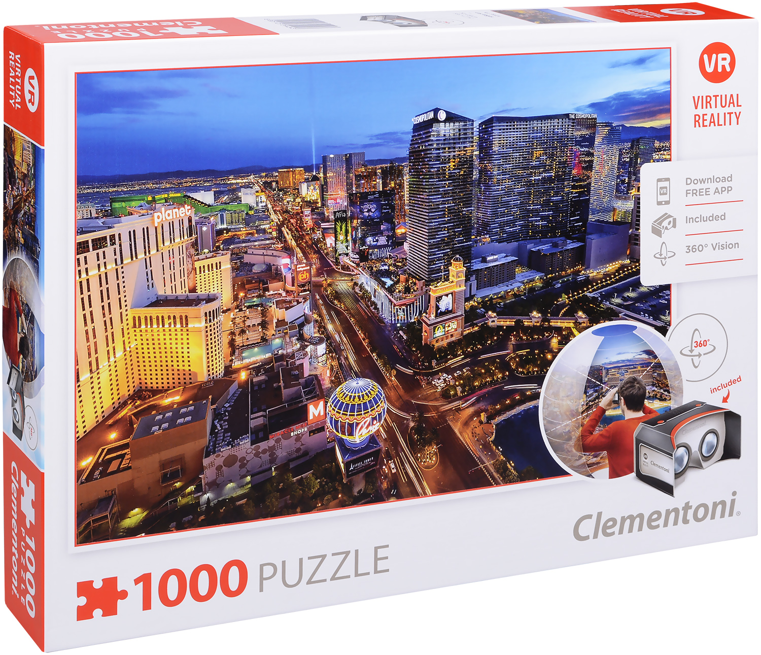 Пъзел Clementoni от 1000 части с VR очила - Лас Вегас