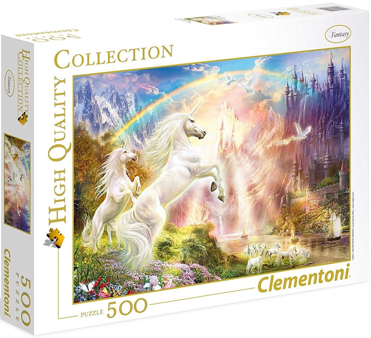 Пъзел Clementoni от 500 части - Еднорози по залез, Ян Патрик Красни