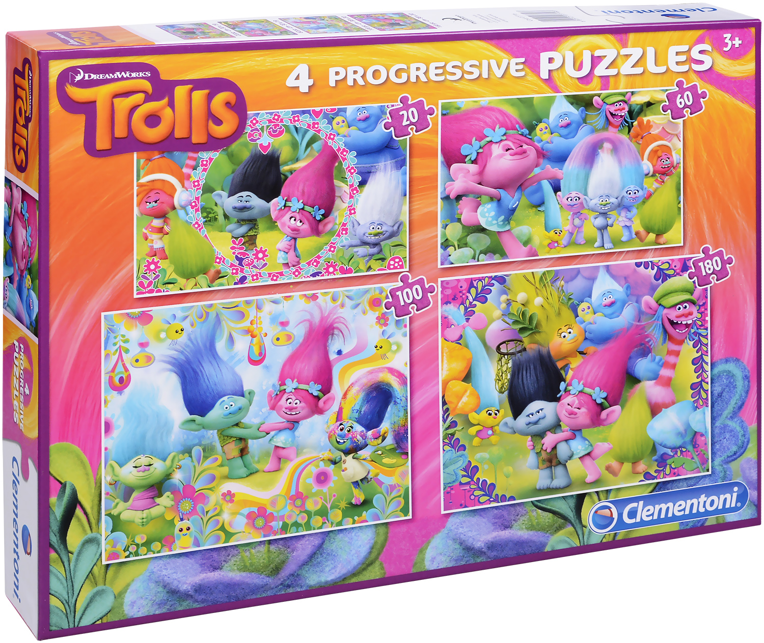Пъзел Clementoni 4 в 1 - Тролчетата