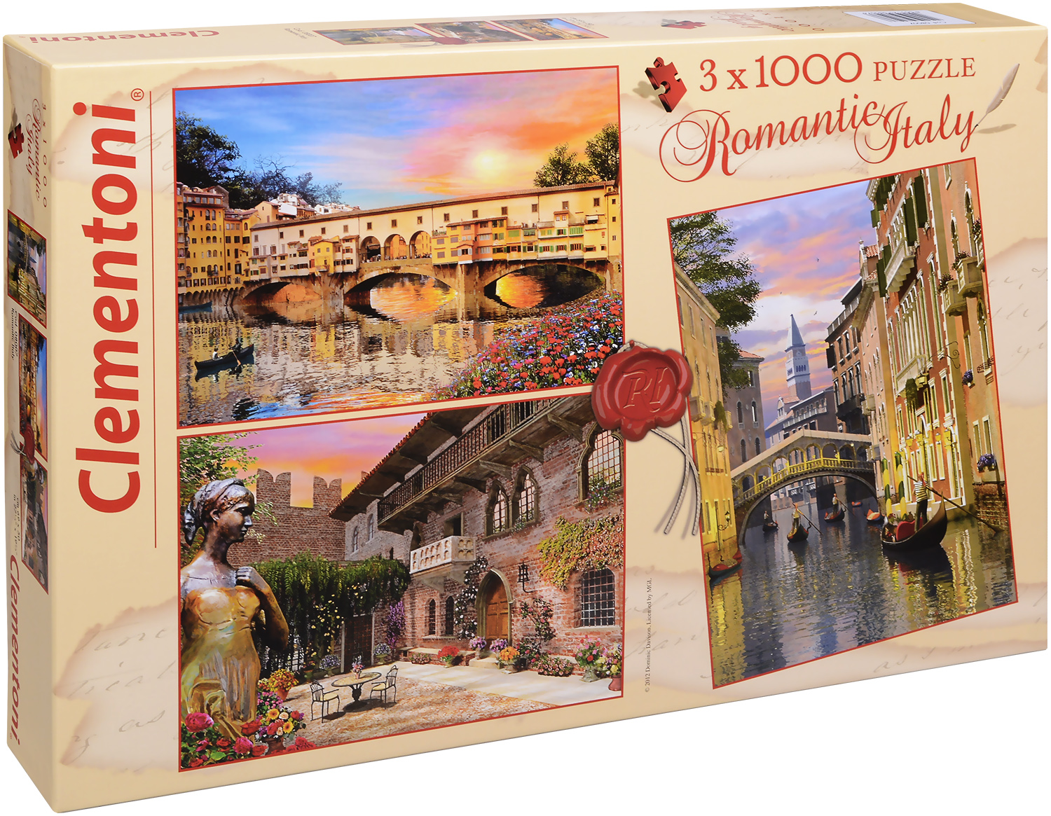 Пъзел Clementoni от 3 x 1000 части - Романтична Италия