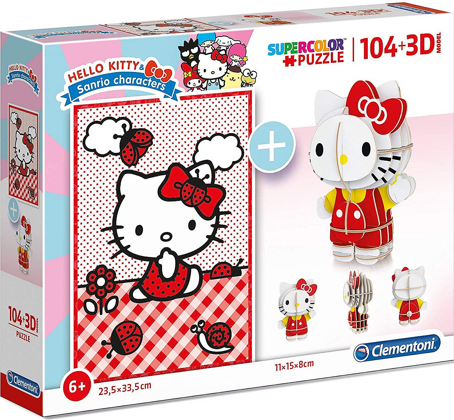 Пъзел Clementoni от 104 части и 3D модел - Хелоу Кити