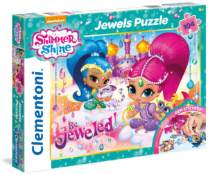 Пъзел Clementoni от 104 части с камъчета - Искрица и Сияйница