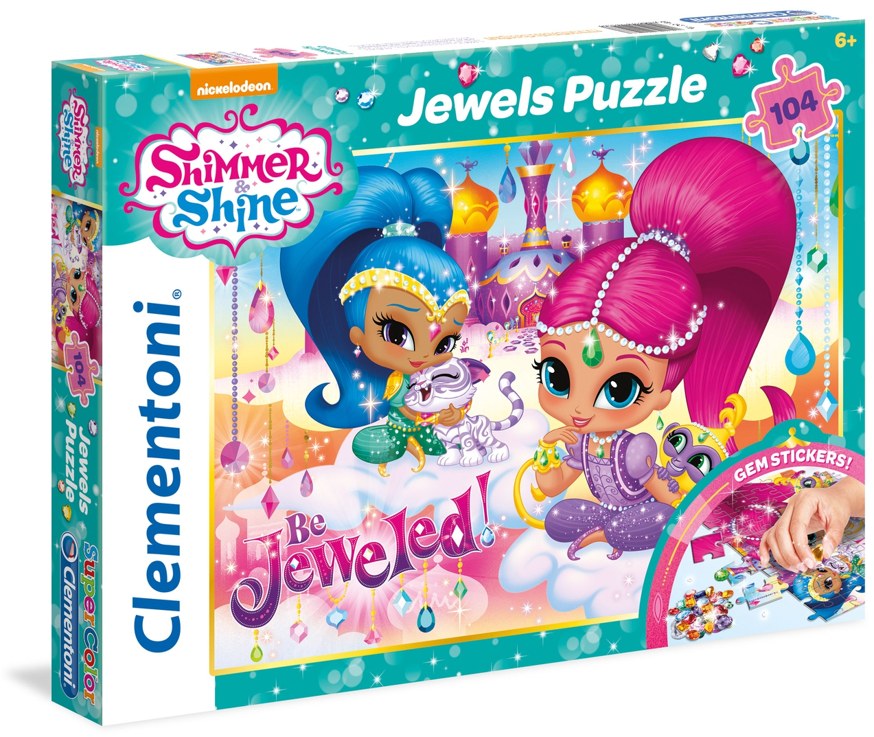 Пъзел Clementoni от 104 части с камъчета - Искрица и Сияйница