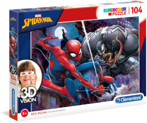 Пъзел Clementoni от 104 части с 3D ефект - Спайдърмен, с 3D очила