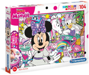 Пъзел Clementoni от 104 части с камъчета - Мини Маус
