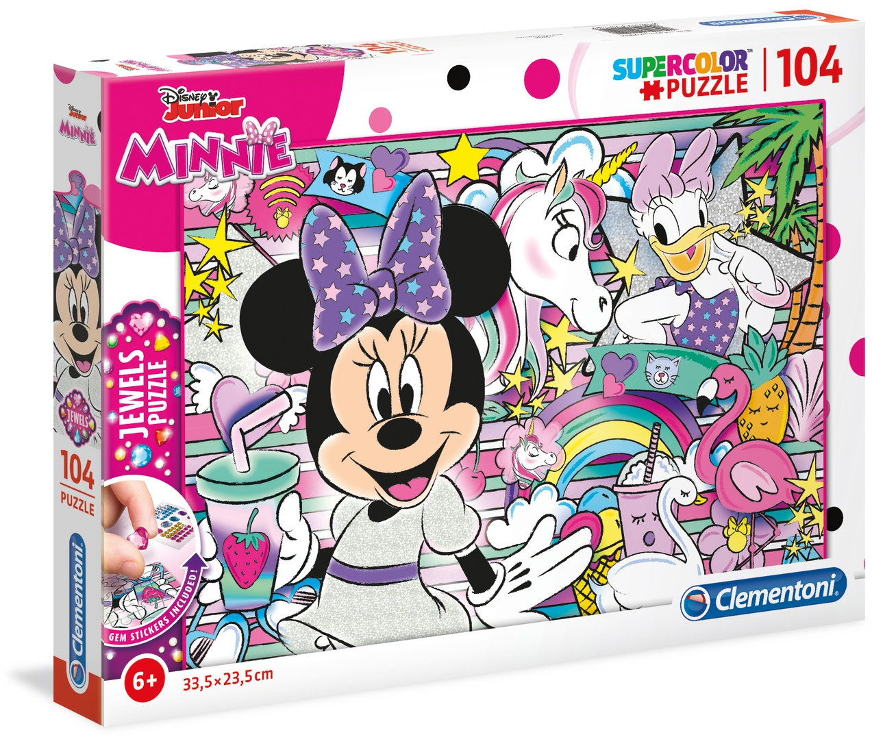 Пъзел Clementoni от 104 части с камъчета - Мини Маус