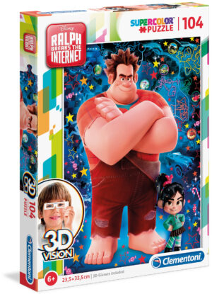 Пъзел Clementoni от 104 части с 3D ефект - Ралф разбива интернет, с 3D очила