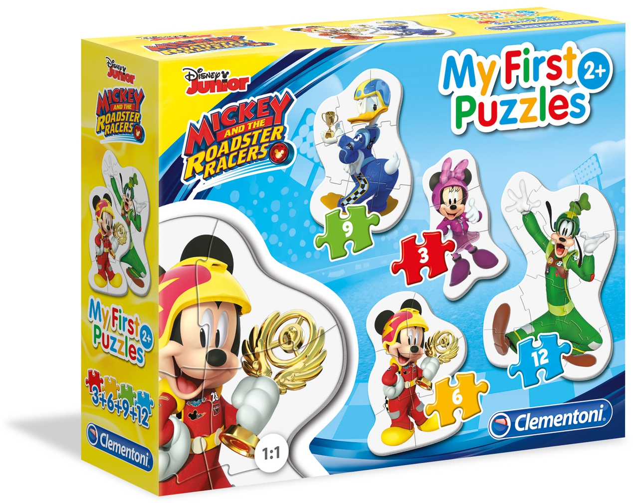 Бебешки пъзел Clementoni 4 в 1 - Мики и приятели състезатели
