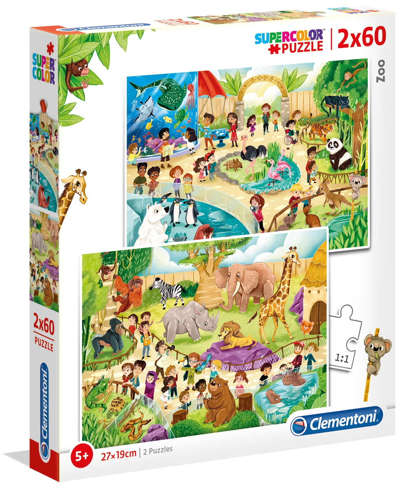 Пъзел Clementoni от 2 x 60 части - Зоологическа градина