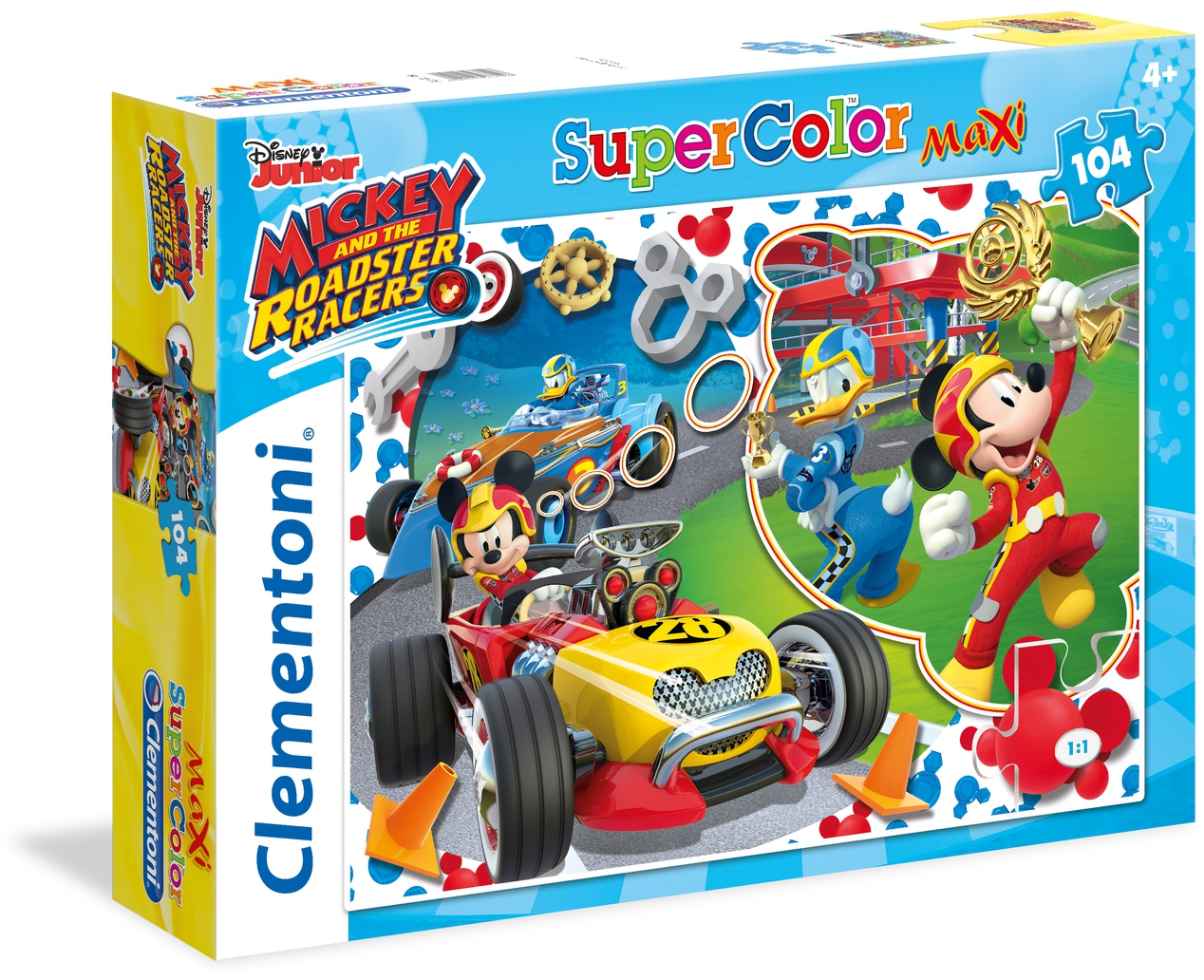 Пъзел Clementoni от 104 макси части - Мики и приятели състезатели