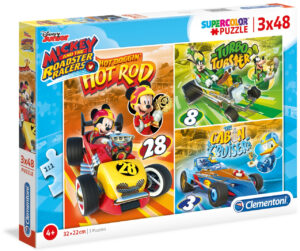 Пъзел Clementoni от 3 x 48 части - Мики и приятели състезатели
