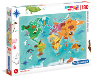 Пъзел Clementoni от 180 части - Световна карта на животните