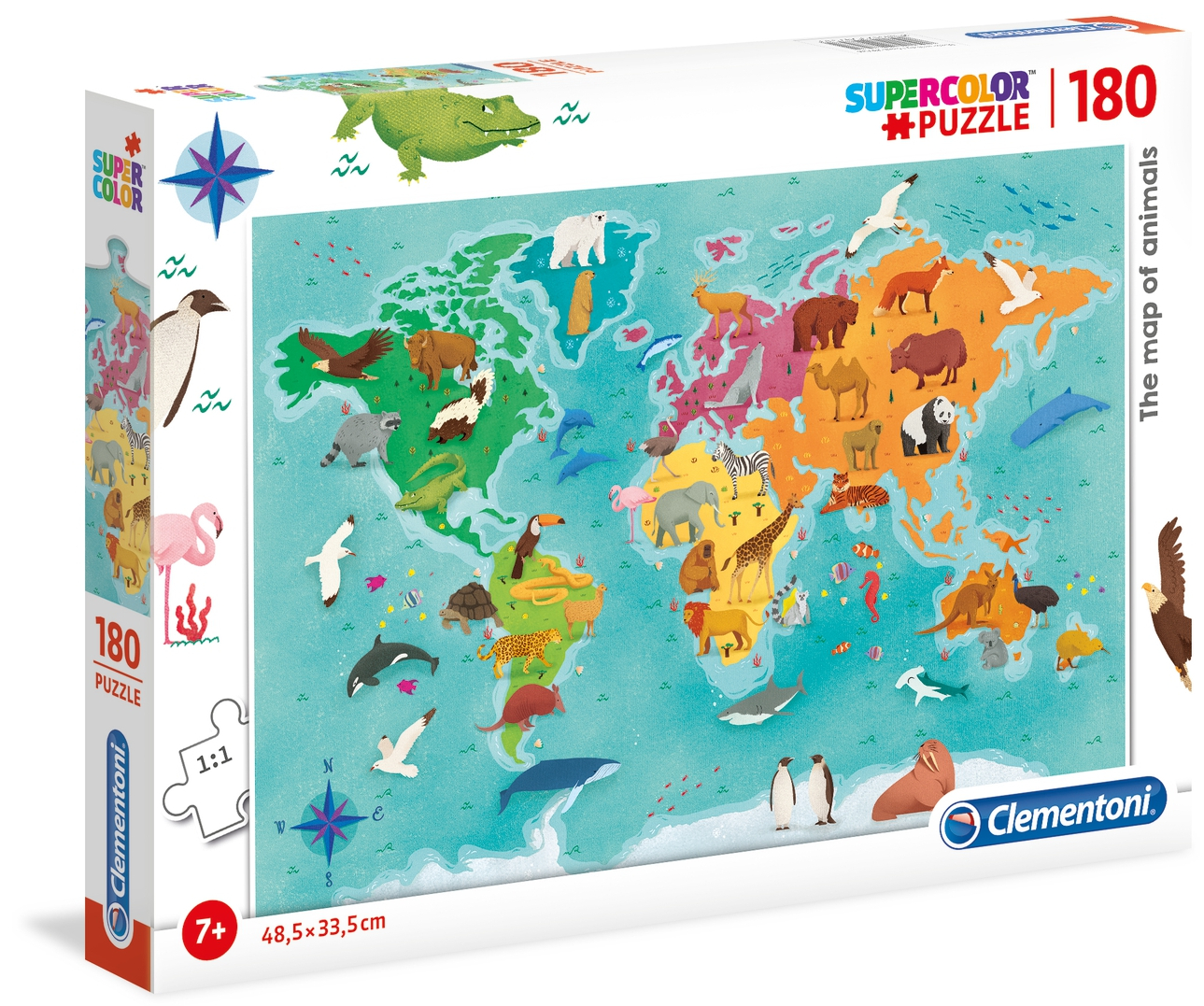 Пъзел Clementoni от 180 части - Световна карта на животните