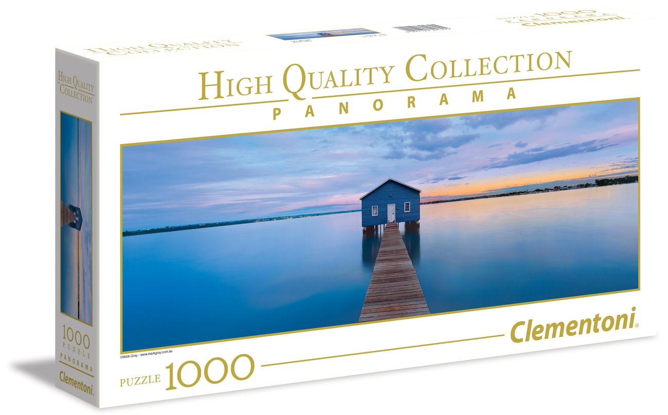 Панорамен пъзел Clementoni от 1000 части - Синьо спокойствие