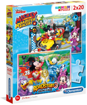 Пъзел Clementoni от 2 x 20 части - Мики и приятели състезатели