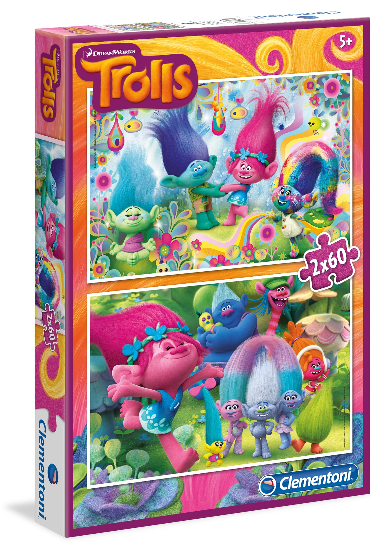 Пъзел Clementoni от 2 x 60 части - Тролчетата