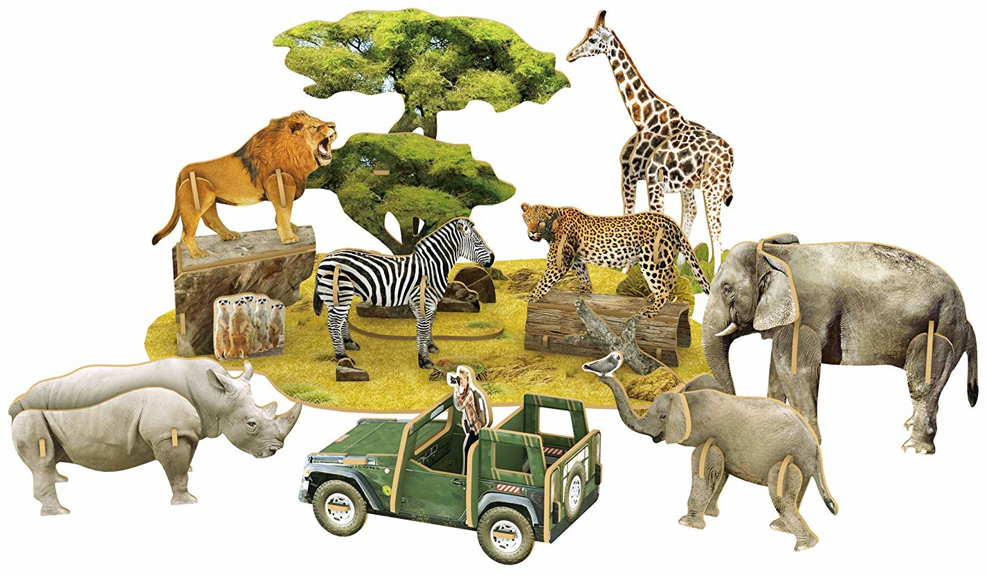3D Пъзел Cubic Fun от 69 части - Дивият свят на Африка