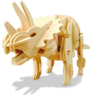 Дървен 3D пъзел Robo Time от 82 части – Трицератопс